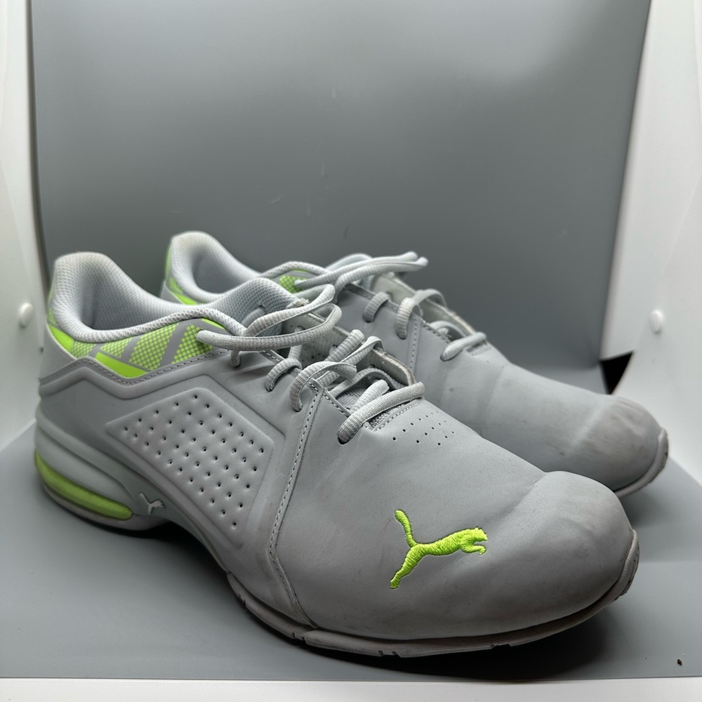 Puma Men's Athletic Shoes in Gray and Neon Green